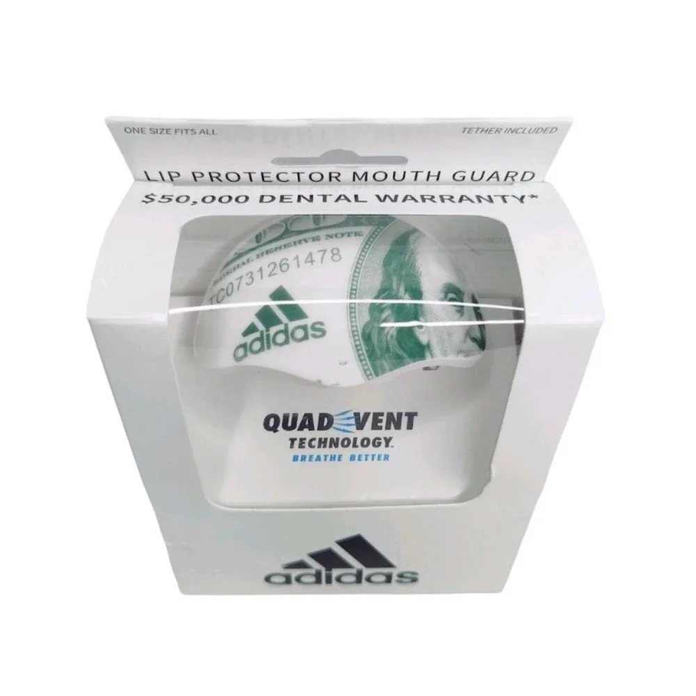 Lot of 5 Adidas White Money Lip Protector‎ Mouth Guard Quad Vent Technology New
